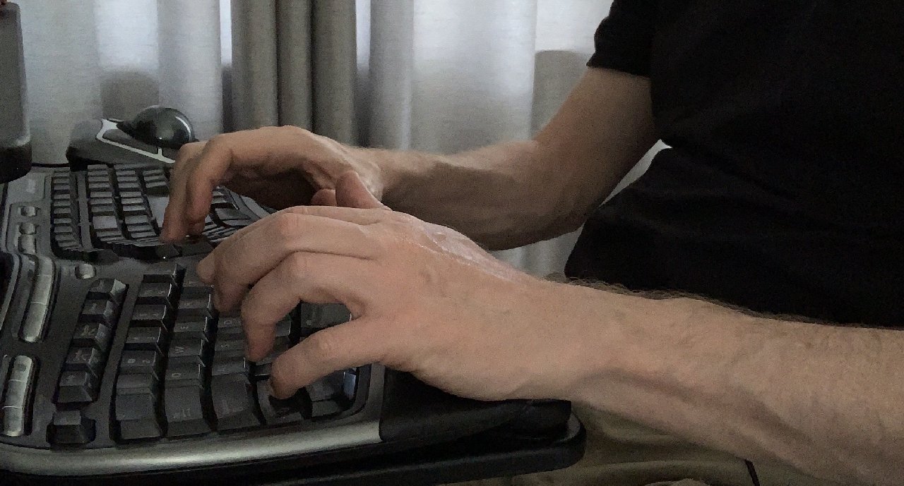 At the keyboard