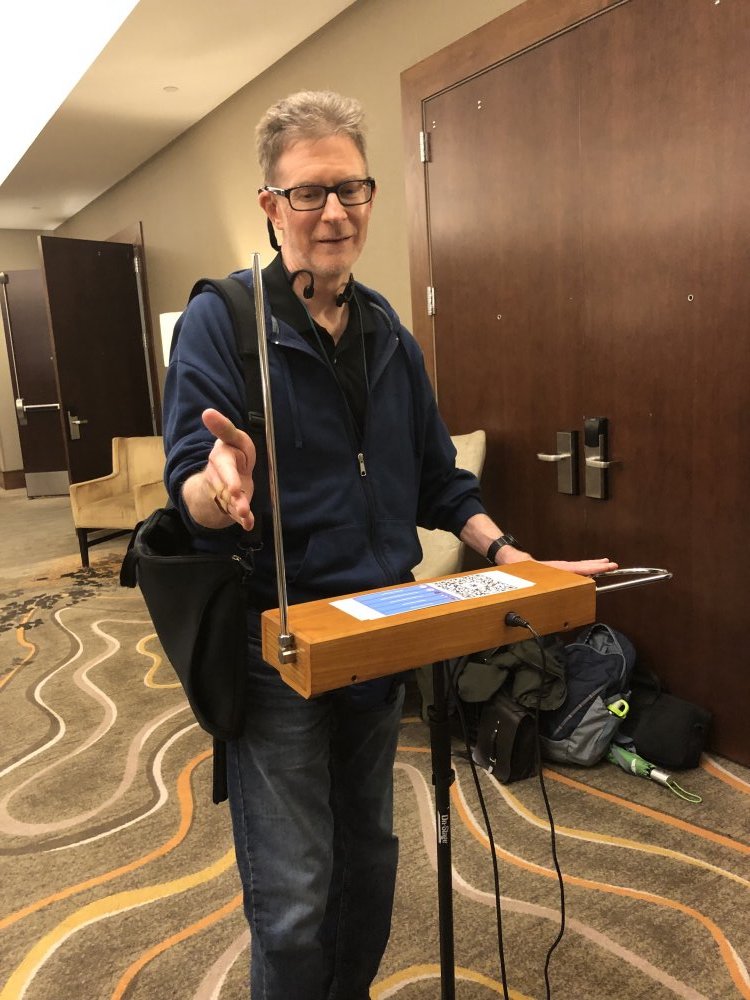 Image of Paul playing the Theremin.